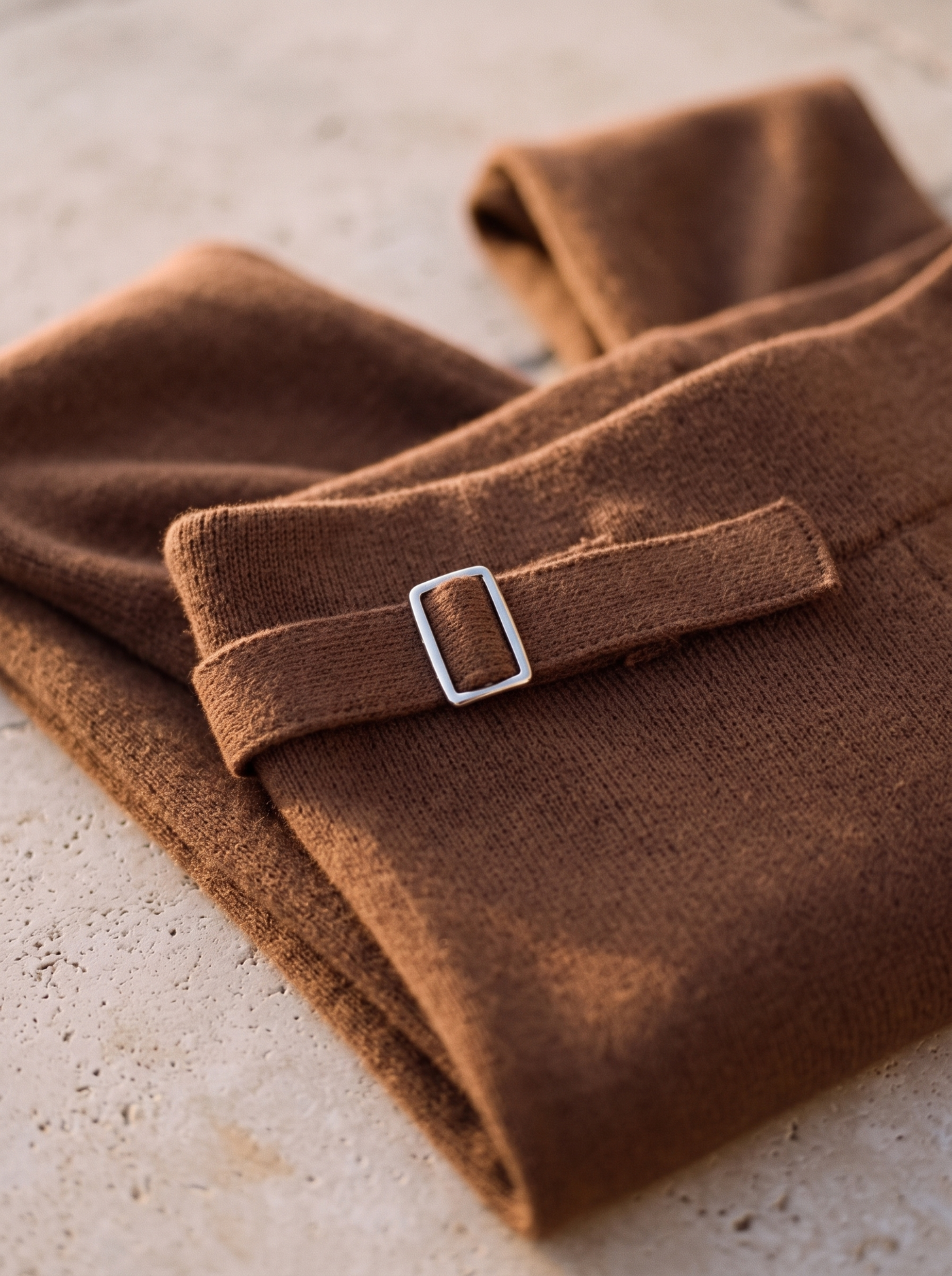 The Brushed Zip Set — belted waistband detail