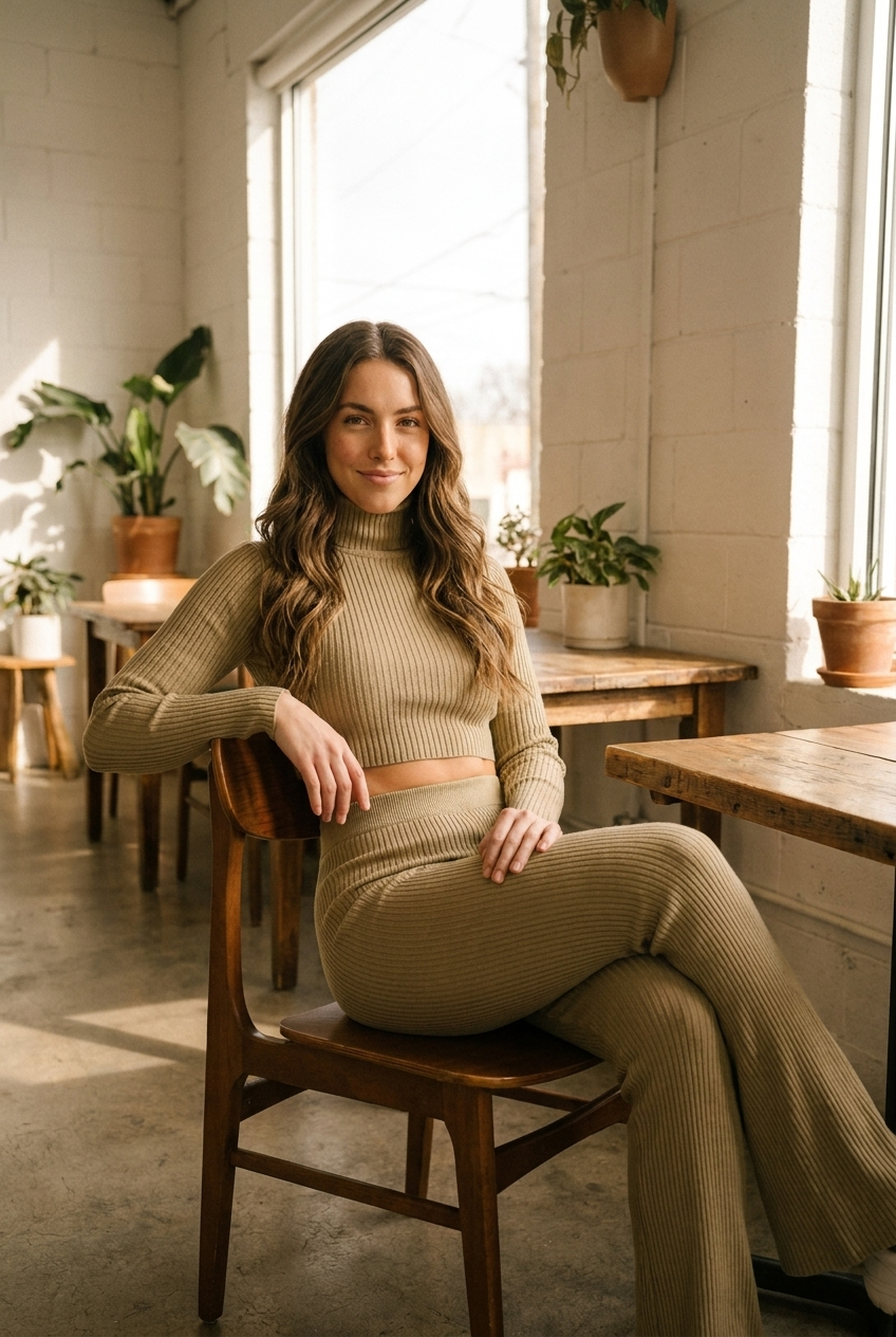 The Ribbed Lounge Set — Khaki