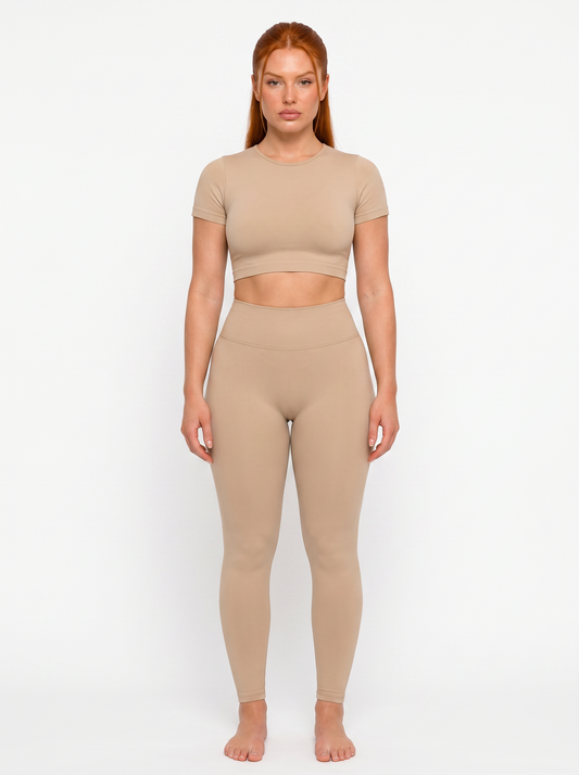 Seamless Flow Set Beige — Front View